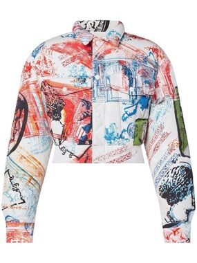 Louis Vuitton × Fornasetti Down Cropped Multi-Color Print Jacket